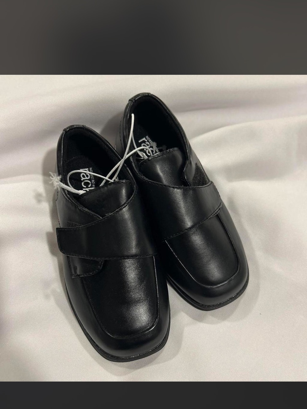 Nordstrom Black Kids Dress Loafers with Velcro Strap